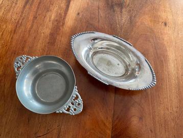 Tinnen Brandenwijnkom en Bonbonschaal,  Chris van der Hoef beschikbaar voor biedingen
