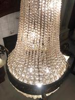 Antieke kristallen zakkroonluchter - kroonluchter brons, Huis en Inrichting, Lampen | Kroonluchters, Ophalen, Gebruikt, Glas
