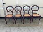 4 Antieke Mahoniehouten Biedermeier Stoelen, Webbing zitting, Antiek en Kunst, Antiek | Meubels | Stoelen en Banken, Ophalen