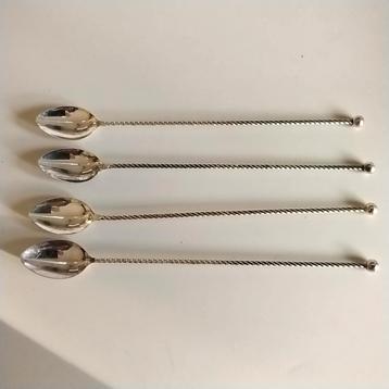 4 verzilverde longdrink/sorbetlepels (90) AH stijlappel beschikbaar voor biedingen