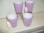 WAXINELICHT, WINDLICHT, LILA MET NOPPEN GLAS 10 CM NIEUW, Huis en Inrichting, Woonaccessoires | Kandelaars en Kaarsen, Overige materialen
