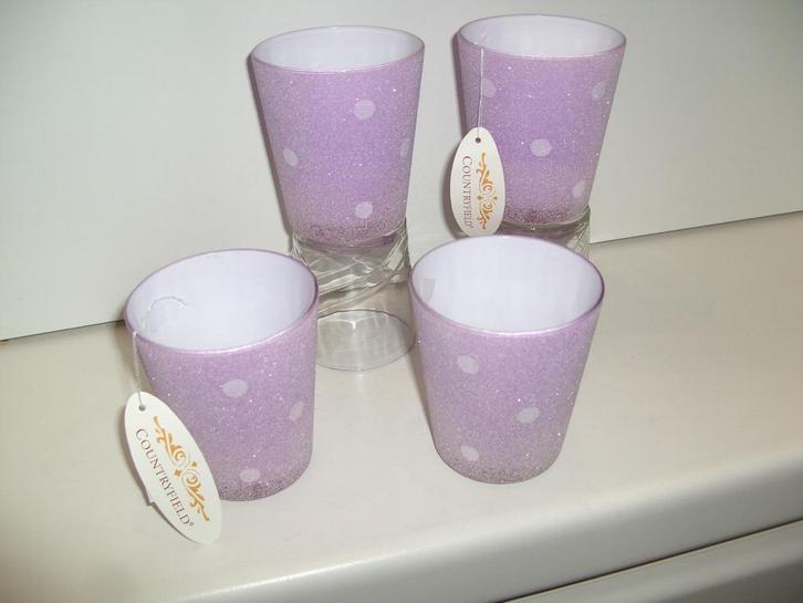 WAXINELICHT, WINDLICHT, LILA MET NOPPEN GLAS 10 CM NIEUW, Huis en Inrichting, Woonaccessoires | Kandelaars en Kaarsen, Nieuw, Kandelaar