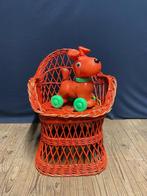 Vintage stoeltje kind riet oranje/rood, Ophalen of Verzenden, Gebruikt, Stoel(en)