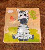 Puzzel hout ‘zebra’ speelgoed, Ophalen of Verzenden, Zo goed als nieuw, Van hout, Minder dan 10 stukjes