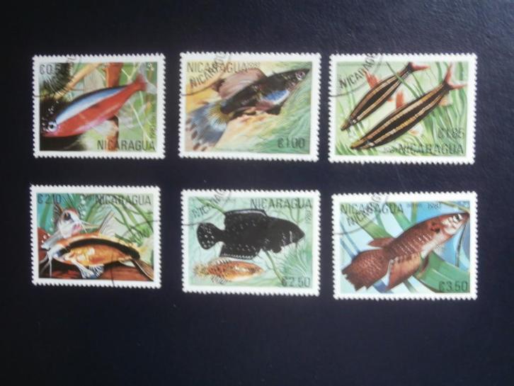 NICARAGUA 1981; serie VISSEN, Postzegels en Munten, Postzegels | Thematische zegels, Gestempeld, Dier of Natuur, Ophalen