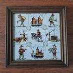 Ingelijste gekleurde tegel 15 x 15 cm buitenlui, Antiek en Kunst, Antiek | Wandborden en Tegels, Ophalen of Verzenden