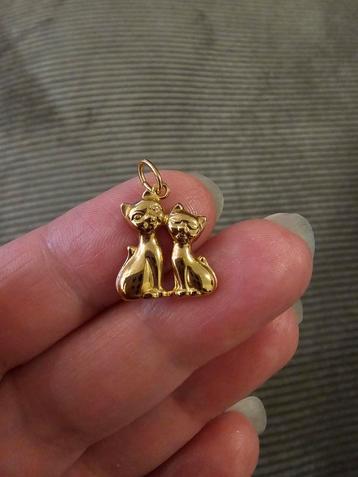 14 karaat gouden ketting hanger kat poes  beschikbaar voor biedingen