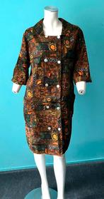 Vintage originele jaren 60 jurk bruin/oranje maat 46, Bruin, Verzenden, Maat 46/48 (XL) of groter, Vintage
