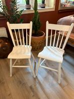 2 witte antiek houten stoeltjes, Ophalen, Gebruikt, Twee, Wit