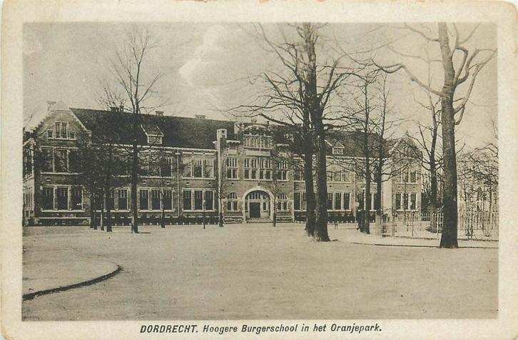 701071011 Dordrecht Hoogere Burger School in het Oranjepark, Verzamelen, Ansichtkaarten | Nederland, Zuid-Holland, Voor 1920, Verzenden