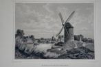gravure: Rembrands molen, Koude Kerk, 19e eeuw. Rohbock, Antiek en Kunst, Kunst | Etsen en Gravures, Ophalen of Verzenden