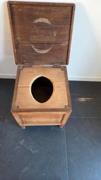 Antiek houten stilletje / po-stoel – Sfeervolle opbergkist o, Ophalen of Verzenden