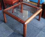 salontafel met glazen plaat, Ophalen, Gebruikt, 100 tot 150 cm, Vierkant