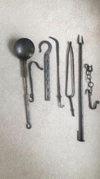 Antiek Smeedijzeren Haardgereedschap Set, Ophalen