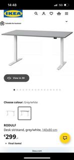 Ikea Rodulf bureau helemaal nieuw (sit/stand desk), Huis en Inrichting, Bureaus, Ophalen, Zo goed als nieuw