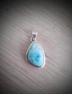 925 zilveren hanger met Larimar edelsteen, Ophalen of Verzenden, Zo goed als nieuw, Blauw, Zilver