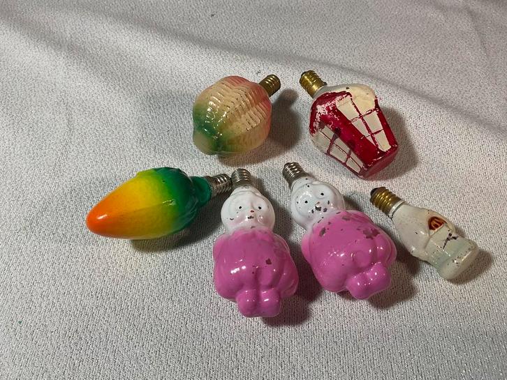 6 stuks oude kerstlampjes, Diversen, Kerst, Gebruikt, Ophalen of Verzenden