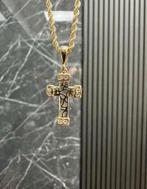 14K rope ketting + kruis / 50cm, Ophalen of Verzenden