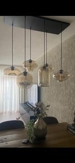 Hanglamp met 6 amber kleurige glazen lampen, Ophalen of Verzenden, Zo goed als nieuw, Minder dan 50 cm