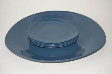 Plateelbakkerij Zuid-Holland vintage gebakschaal met bordjes beschikbaar voor biedingen