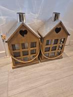 Twee grote windlichten in huisvorm, Ophalen, Gebruikt