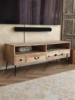 Tv-meubel | Massief mangohout, Huis en Inrichting, Kasten | Televisiemeubels, Ophalen, 150 tot 200 cm, Zo goed als nieuw, Minder dan 100 cm