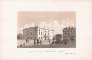 GEBOUW VOOR KUNSTEN EN WETENSCHAPPEN TE UTRECHT  Litho 1853 beschikbaar voor biedingen