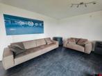 Mooi grijze leren bankstel - Stijlvol en Comfortabel, Ophalen, 250 tot 300 cm, Zo goed als nieuw, Rechte bank