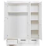 Witte 3-deurs kledingkast met lades, Huis en Inrichting, Kasten | Kledingkasten, Ophalen, 100 tot 150 cm, Nieuw, Met lade(s)