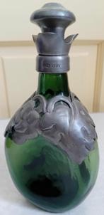 Art-Deco groene glazen karaf met tin beslag, Antiek en Kunst, Ophalen of Verzenden