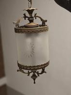 Lantaarn lamp met geslepen melkglas, italiaans design., Ophalen of Verzenden, Glas, Minder dan 50 cm