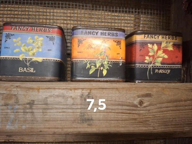 Vintage Kruidenpotjes - Set van 3, Huis en Inrichting, Woonaccessoires | Kisten, Ophalen of Verzenden
