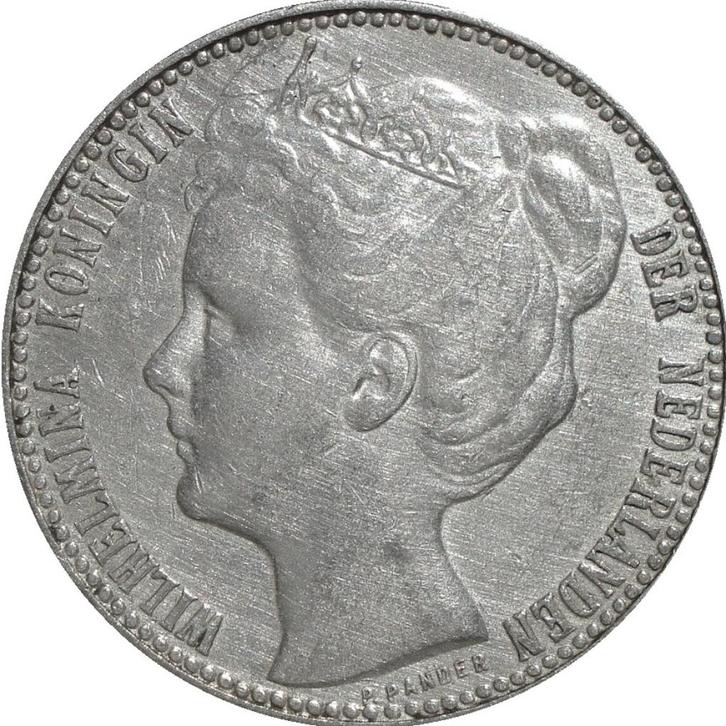 Nederland 1 gulden 1907 (zilver), Postzegels en Munten, Munten | Nederland, Losse munt, 1 gulden, Koningin Wilhelmina, Zilver