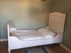 Frans Brocante houten bed, Ophalen, Wit, 190 cm of minder, Hout
