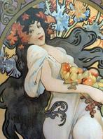 ALPHONSE MUCHA Herfst Jugendstil Metalen Bord poster, Antiek en Kunst, Ophalen of Verzenden