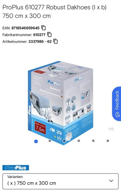 Camperhoes ProPlus 750X300 cm, Caravans en Kamperen, Camper-accessoires, Zo goed als nieuw, Ophalen