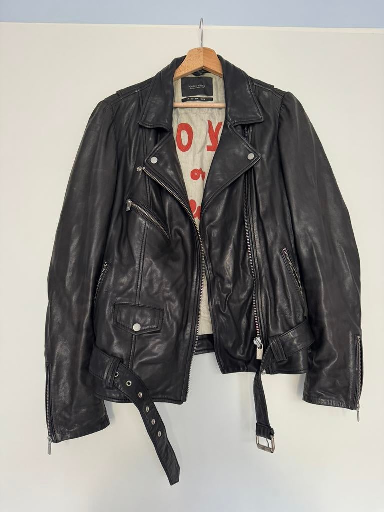 Scotch & Soda leren jas, Kleding | Dames, Jassen | Zomer, Ophalen of Verzenden, Zo goed als nieuw, Maat 38/40 (M), Zwart