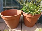 2 terracotta bloempotten, Gebruikt, Rond, Minder dan 40 cm, Tuin