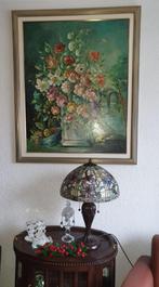 SCHILDERIJ GESINJEERD GROTE VAAS MET BLOEMEN, Antiek en Kunst, Kunst | Schilderijen | Klassiek, Ophalen of Verzenden