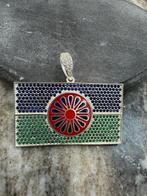 925 Zilveren Roma en Sinti Vlag Hanger, Overige kleuren, Nieuw, Ophalen of Verzenden, Kruis of Symbool