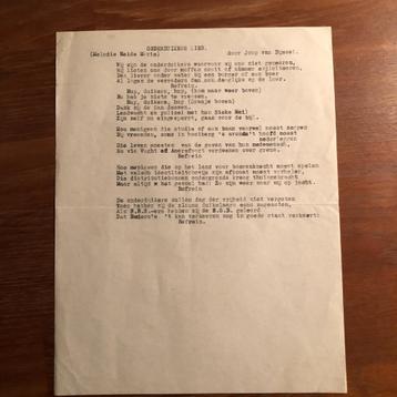a. Illegaa Onderduikerslied (tekst Joop van Dijssel), b.  beschikbaar voor biedingen