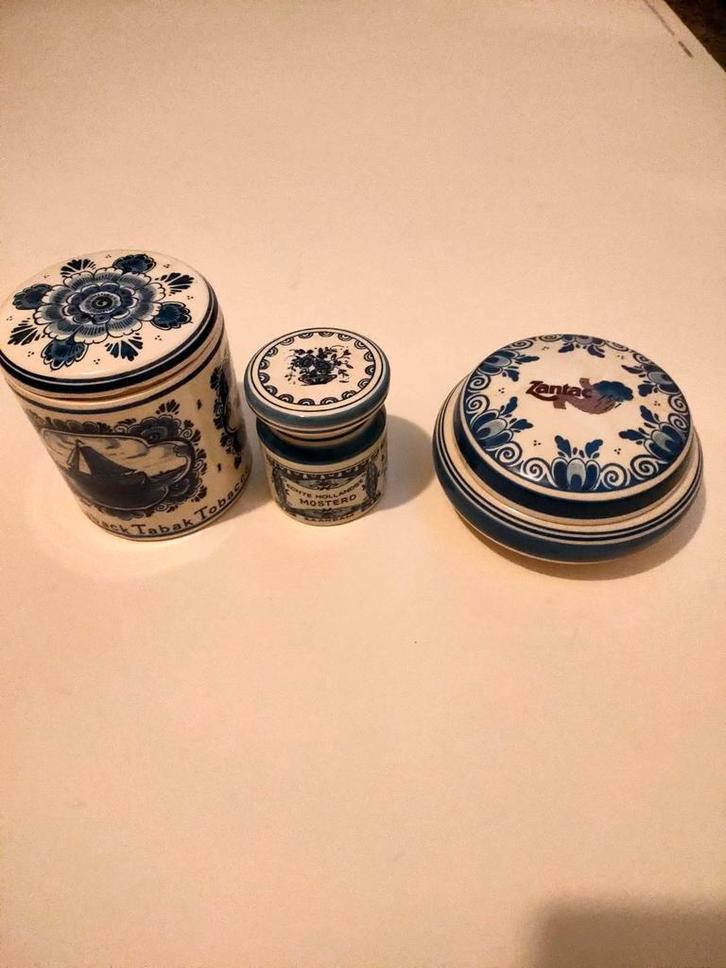 Mosterd tabak en apotheker porseleinen potten Handgeschilder, Antiek en Kunst, Antiek | Porselein, Ophalen of Verzenden