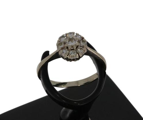 9 diamanten luxe entourage 14k wit gouden dames rozet ring, Sieraden, Tassen en Uiterlijk, Ringen, Zo goed als nieuw, Dame, Kleiner dan 17