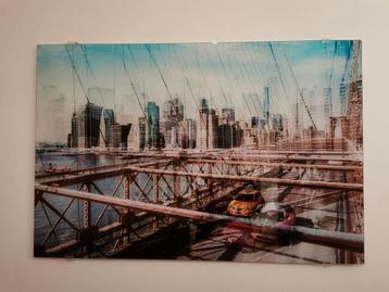 Glazen schilderij New York - Brooklyn Bridge en skyline beschikbaar voor biedingen