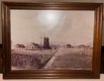 Nostalgisch Hollands Dorpsgezicht met Molen,Joh. Stokwielder, Ophalen of Verzenden