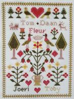 Borduren.  Merklap met namen (klein)-kinderen., Ophalen of Verzenden, Nieuw, Handborduren, Borduurpakket