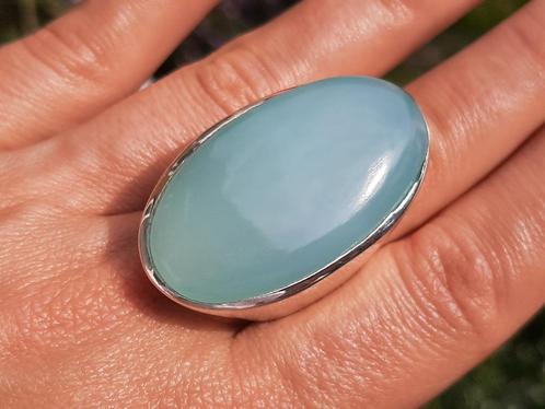 Vanoli - 925 zilveren design ring met chalcedoon maat 18,75, Sieraden, Tassen en Uiterlijk, Ringen, Nieuw, Dame, 18 tot 19, Blauw