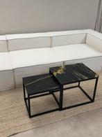 Set van twee salontafels –marmer & zwart metalen frame, Ophalen, 50 tot 100 cm, Rond, Zo goed als nieuw