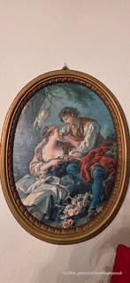 Prachtig ovaal schilderij "Herdersscène" (Boucher-stijl), af, Ophalen of Verzenden
