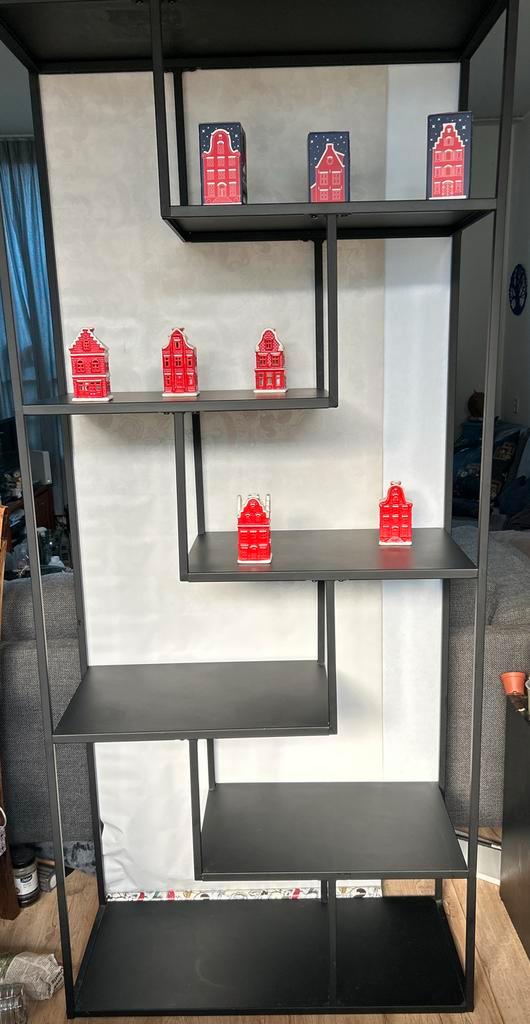 Metalen vakkenkast Noor - Zwart, Huis en Inrichting, Kasten | Stellingkasten, Zo goed als nieuw, Ophalen